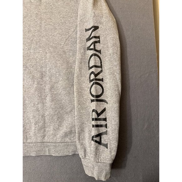 Nike Air Jordan Gray Pullover Hoodie With Kangaroo Pocket & Black/Red Logo Print - Picture 6 of 7